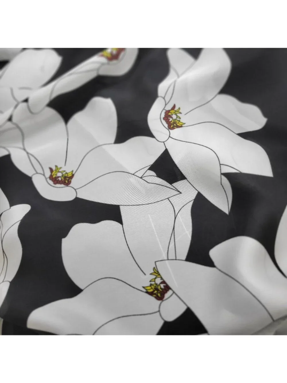 ⭐New Elegant Bandana Square Scarf Silky Satin Soft BLACK WHITE Floral Wrap Shawl_6